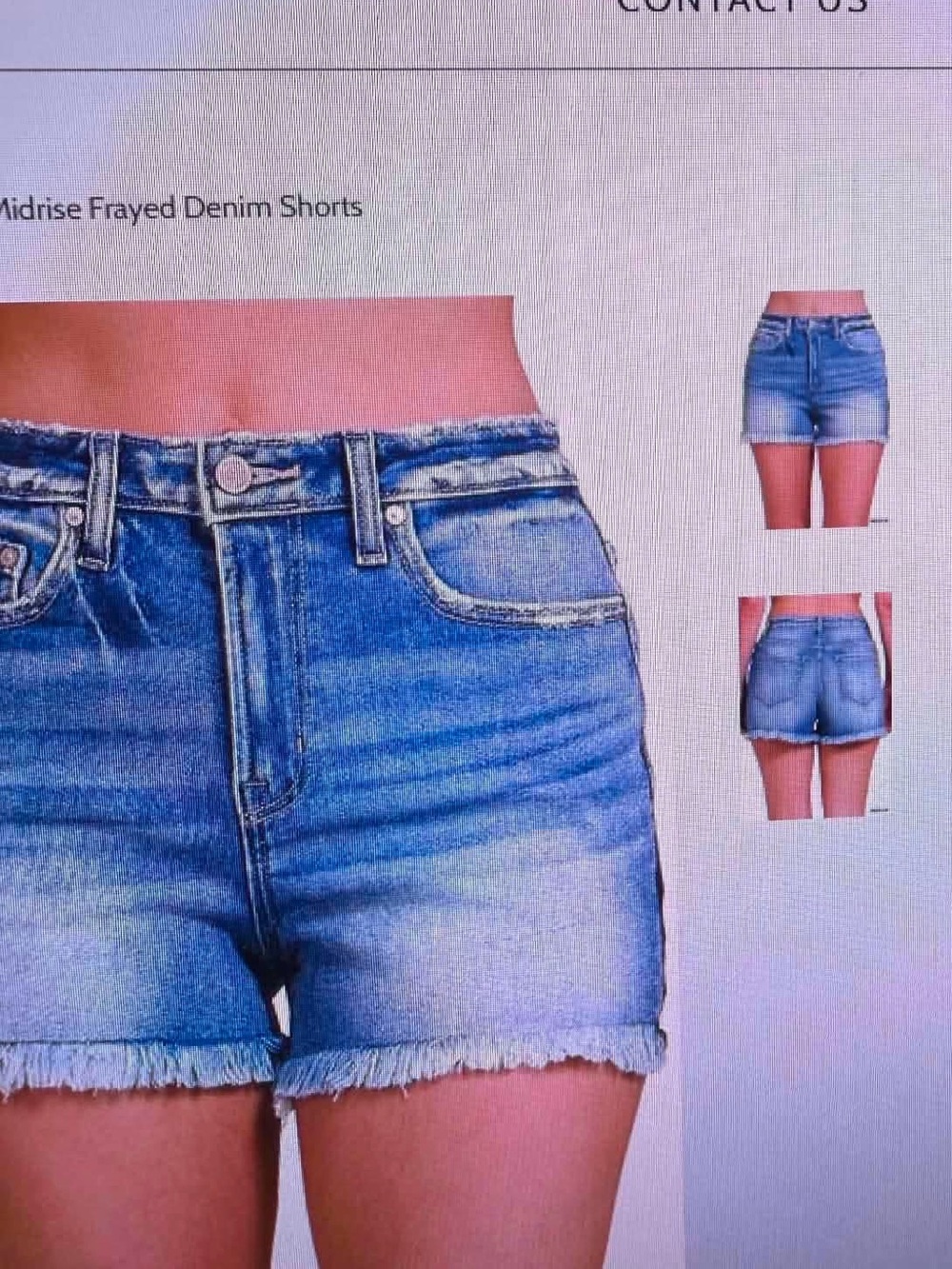 Zenana Outfitters Light Blue Frayed Hem Denim Shorts